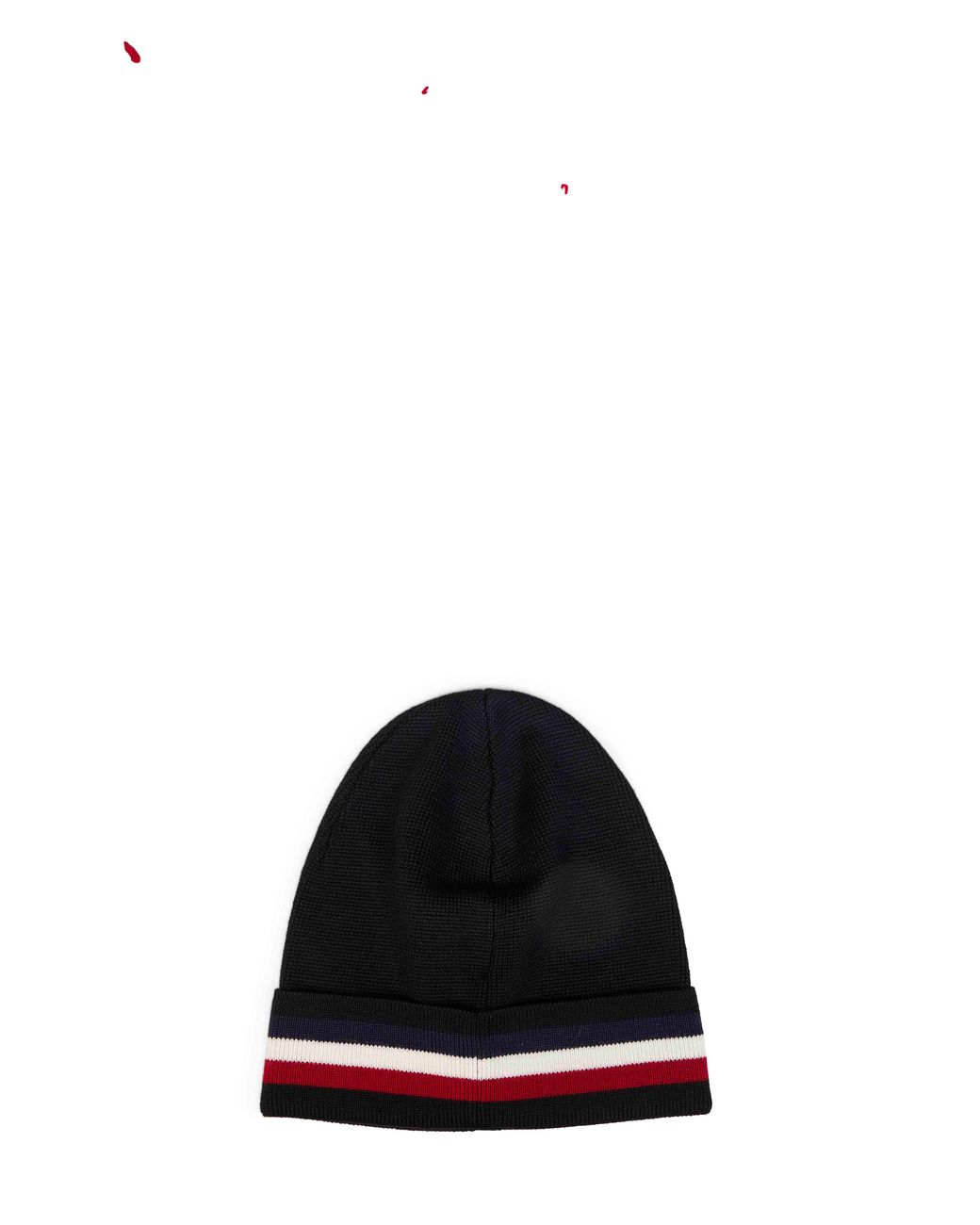 Moncler Black Wool Knit Beanie With Tricolor Detail for men