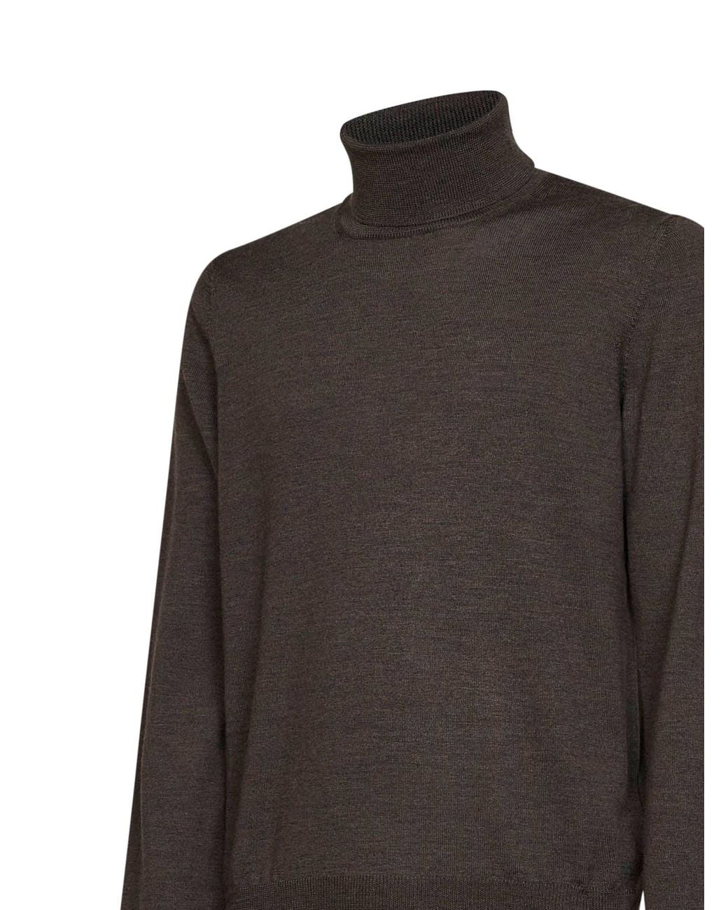 Tagliatore Brown Virgin Wool Knit Miles Turtleneck Sweater for men