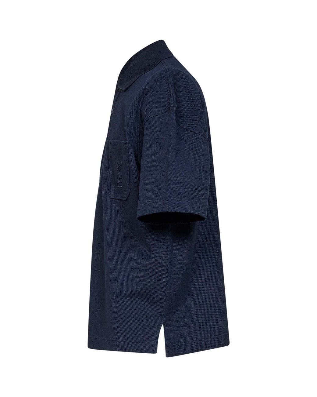 Saint Laurent Blue Cotton Piqué Cassandre Polo Shirt for men