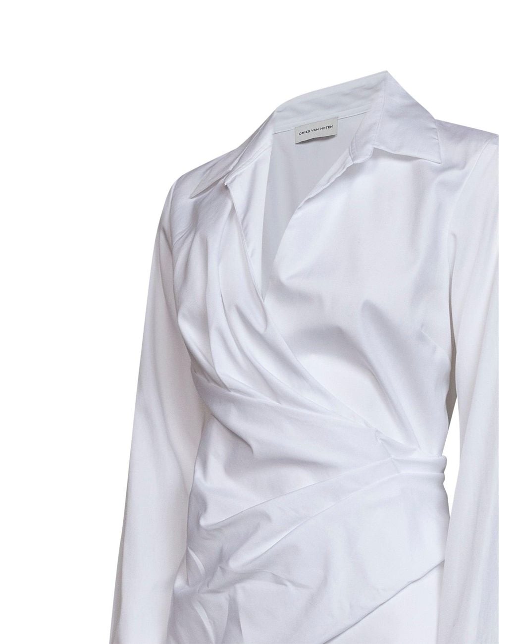 Dries Van Noten White Cotton Poplin Wrap Shirt