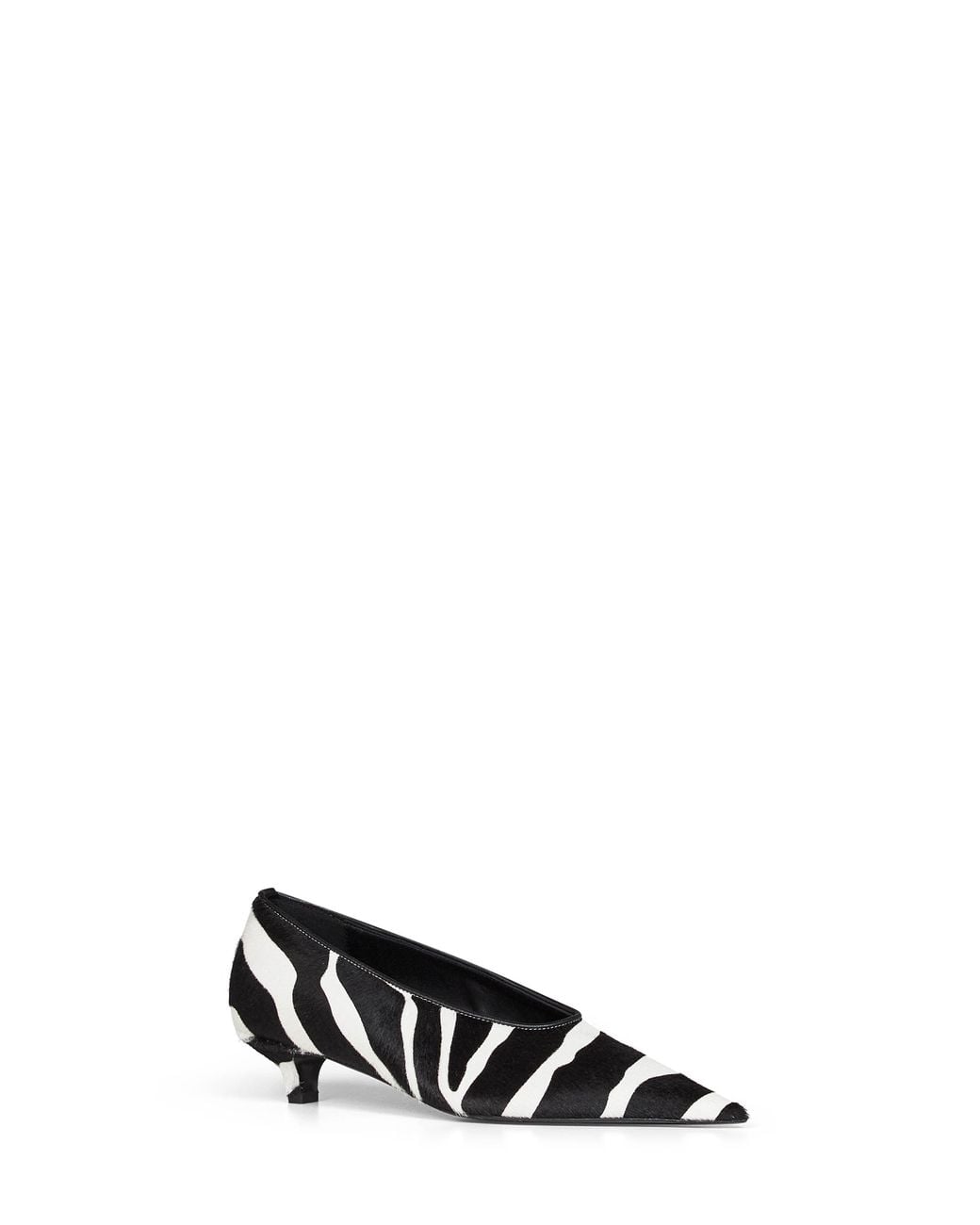 Totême White Zebra-Print Pony Hair Sharp Kitten-Heel Pumps