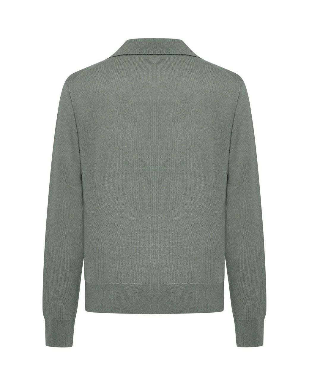 D 40 Green V-Neck Ribbed-Cuff Polo Shirt for men
