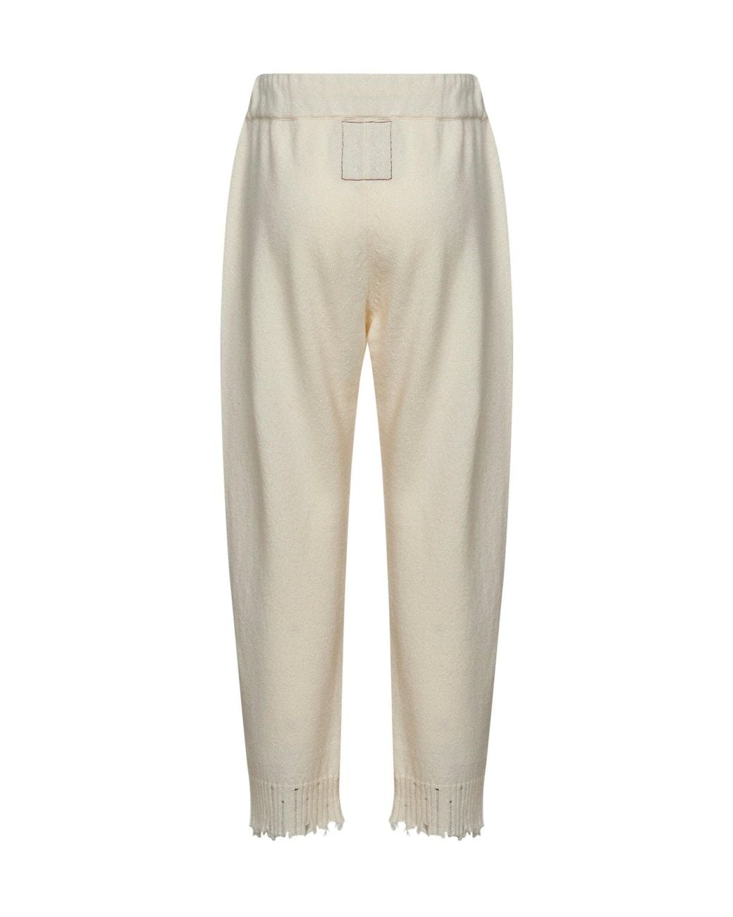 Uma Wang Natural Off- Cashmere Knit Ankle Trousers