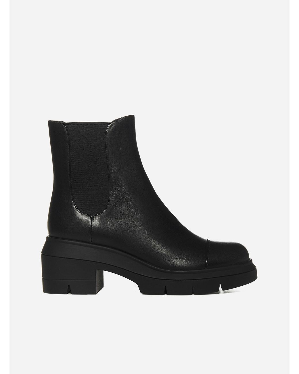 Stuart Weitzman Norah Leather Chelsea Boots in Black - Lyst