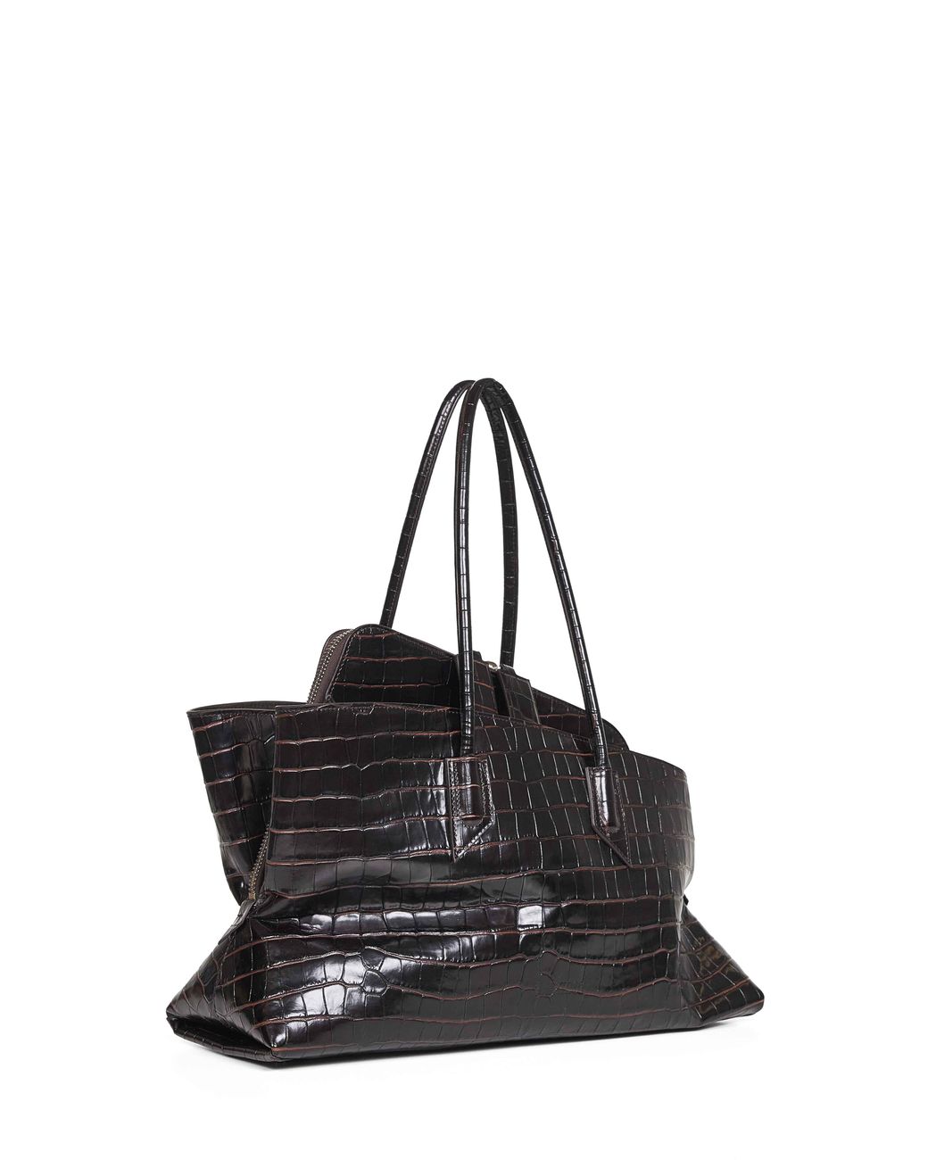The Attico Black Coffee "La Passeggiata Medium" Top Handle Bag