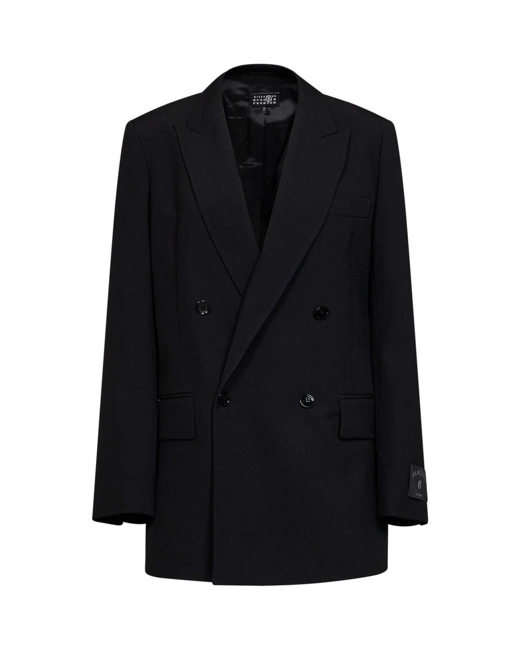 MM6 by Maison Margiela Black Wool Blend Double-Breasted Blazer