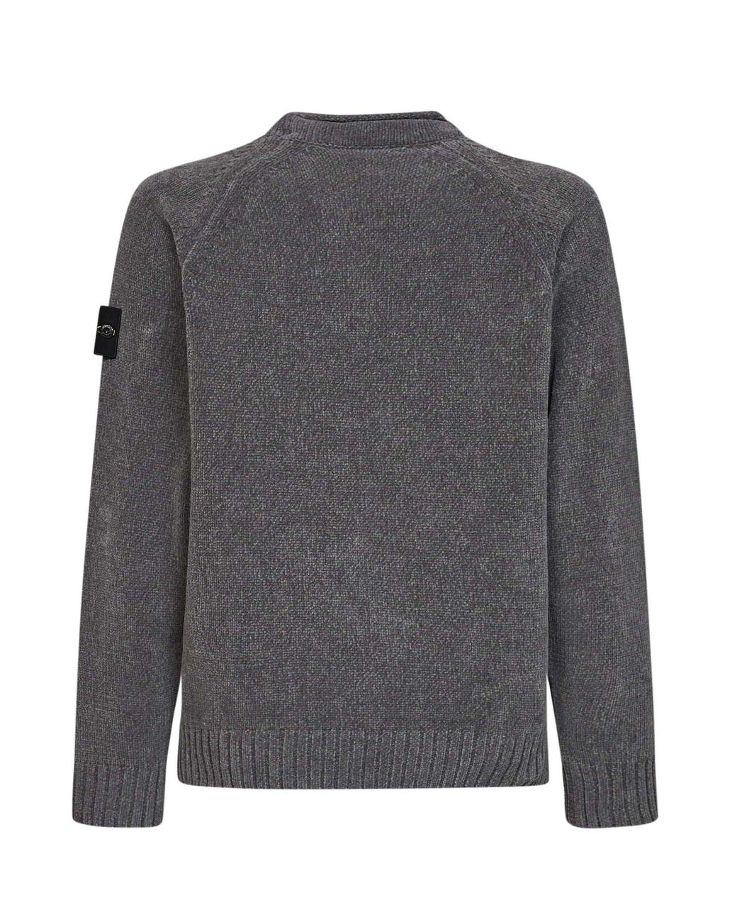 Stone Island Gray Mélange Cotton Chenille Crewneck Sweater for men