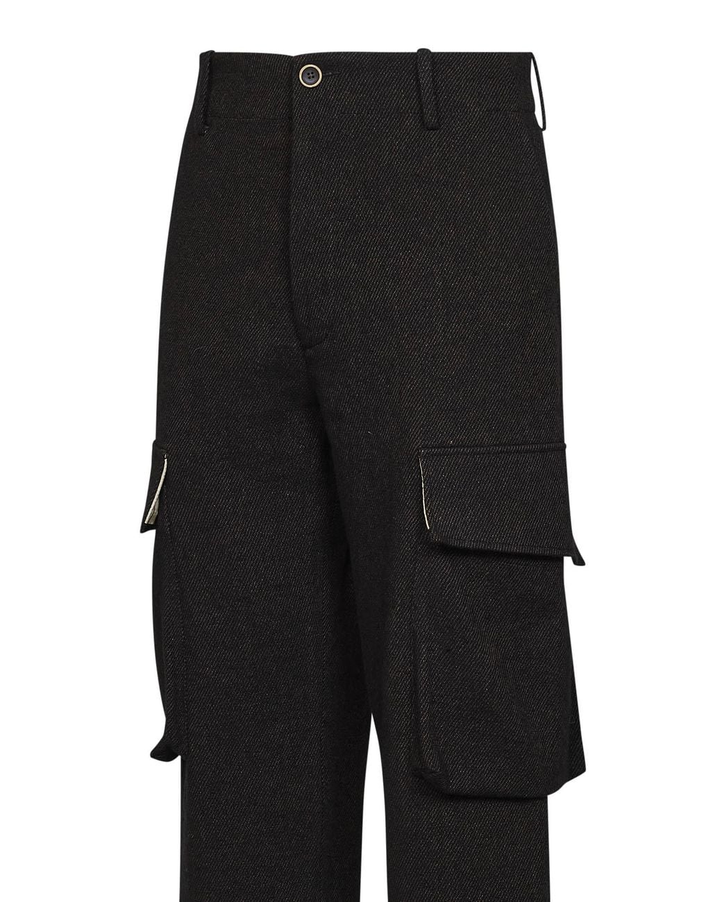 Uma Wang Black And Wool Blend Twill Paxton Cargo Trousers for men