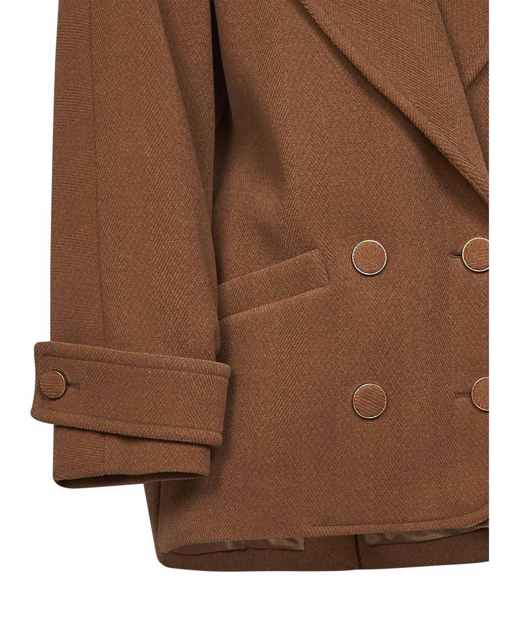 Chloé Brown Dusty Herringbone Wool Short Coat