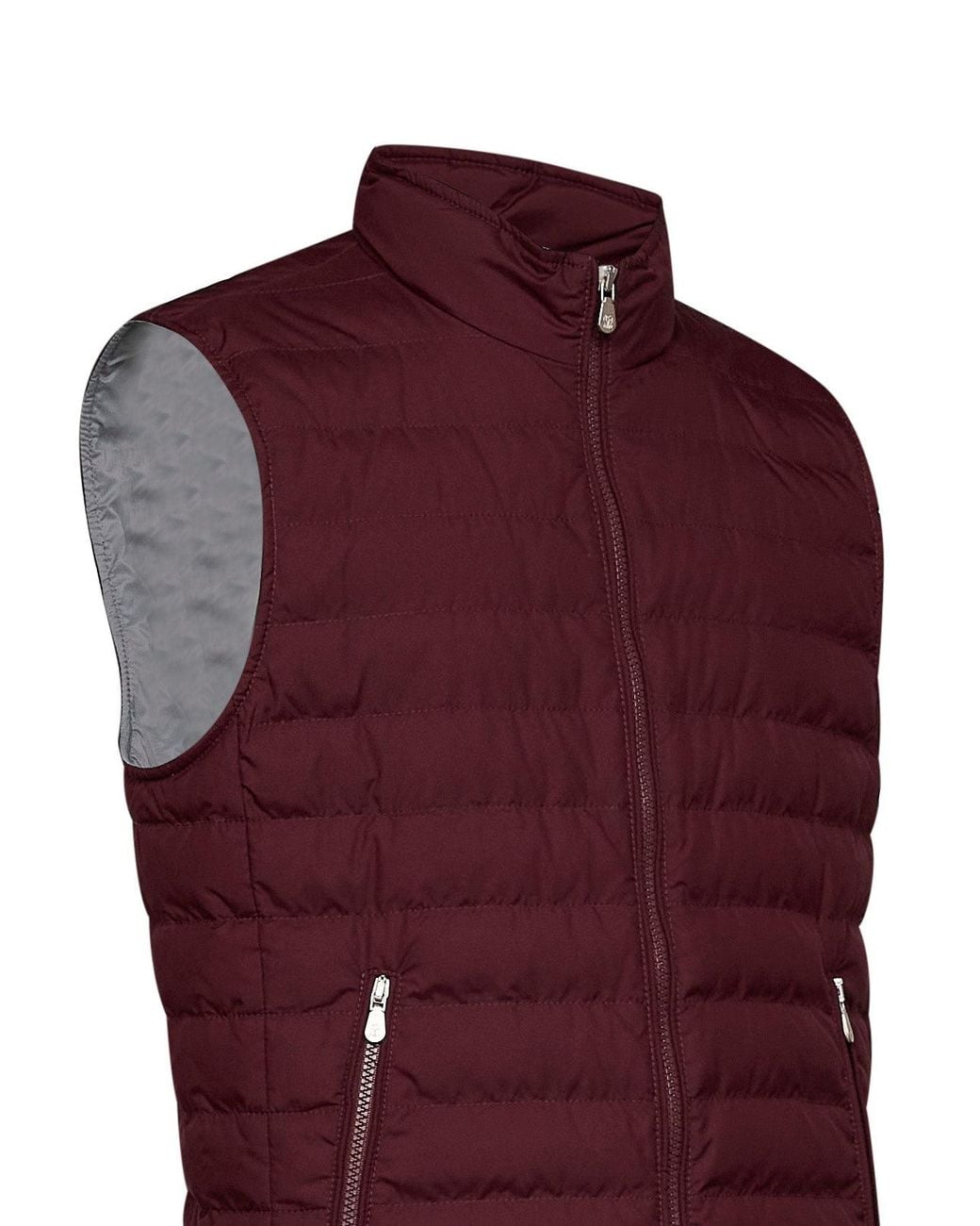 Brunello Cucinelli Purple Burgundy Lightweight Techno Fabric Sleeveless Down Vest for men
