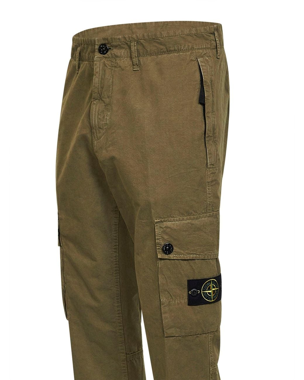 Stone Island Green Military Brushed Organic Cotton Canvas Cargo Trousers for men
