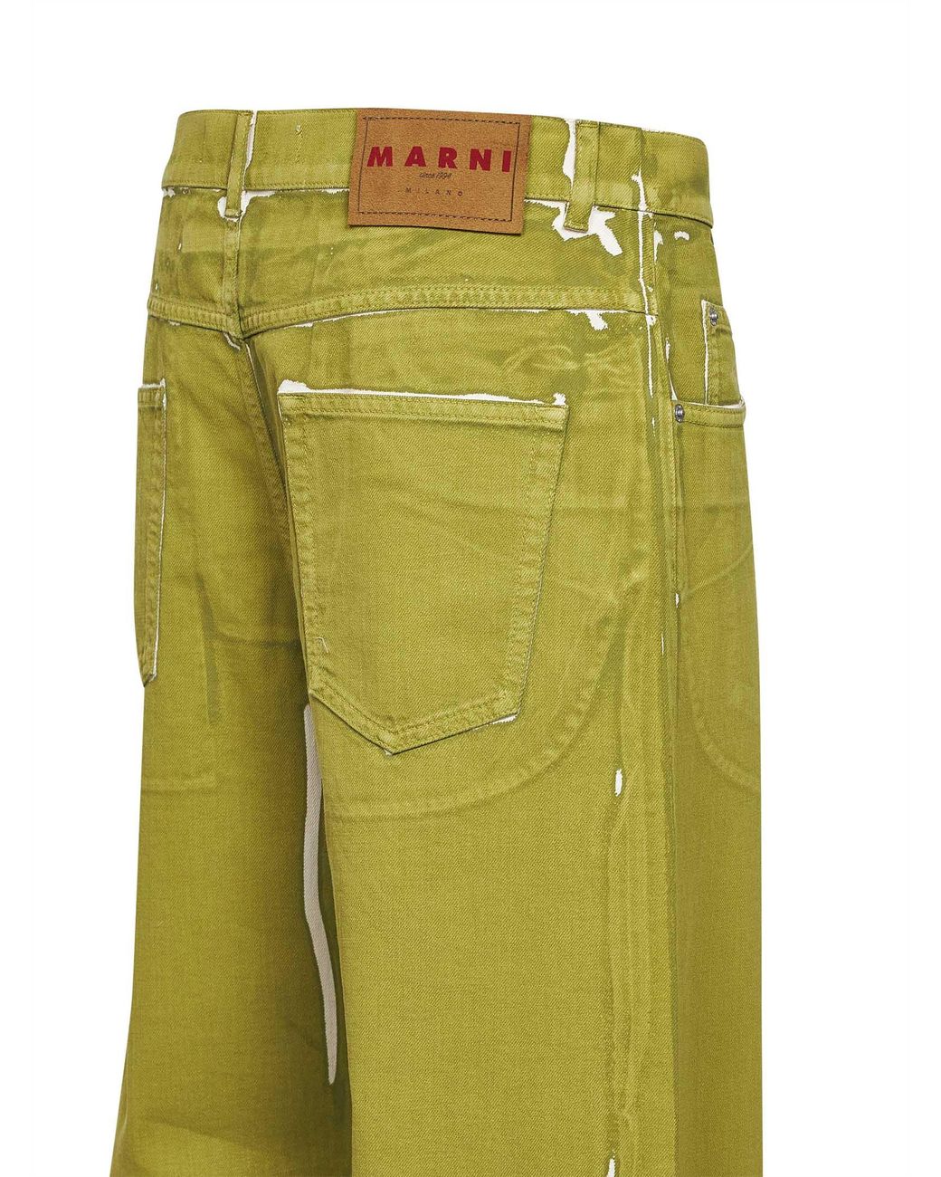 Marni Green Screen-Printed Denim Wide-Leg Jeans for men