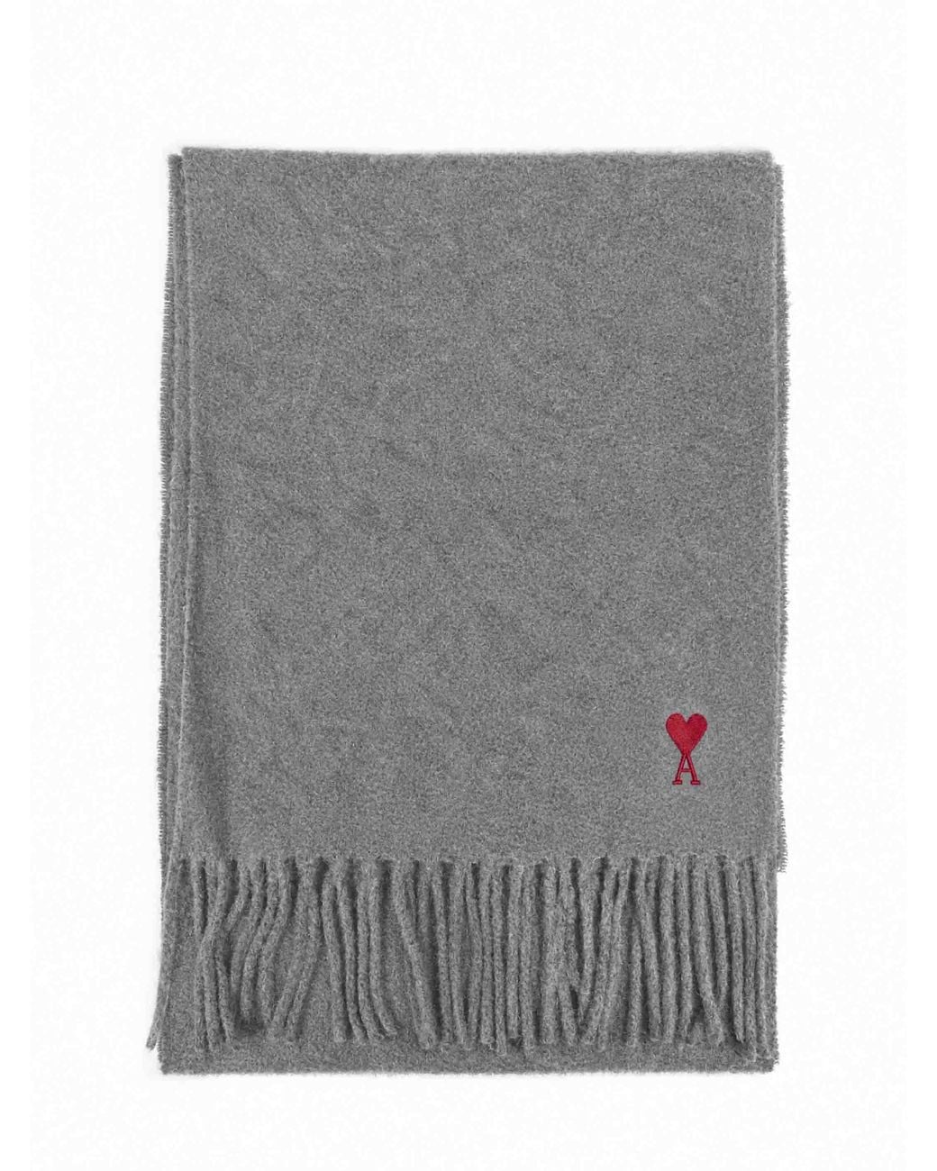 AMI Gray Charcoal Wool Ami De Cœur Scarf for men