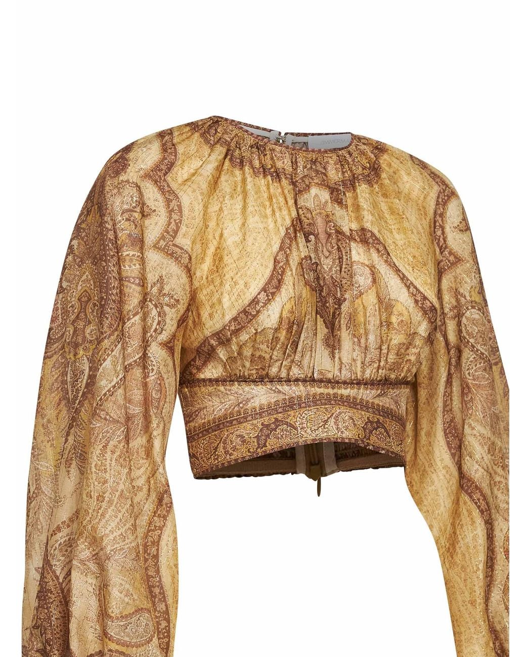 Zimmermann Natural Tapestry-Print Mustard Cotton-Silk Blend Wanderlust Bodice for men