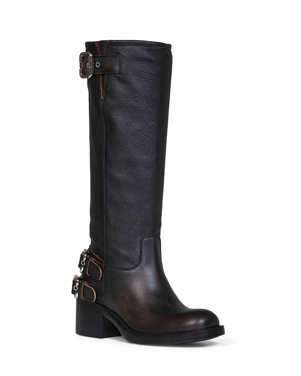 Chloé Black Grained Brushed Leather Dakota Biker Boots