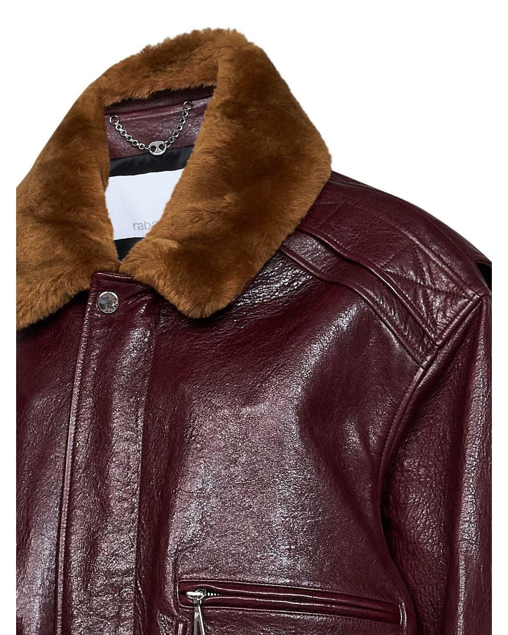 Rabanne Purple Burgundy Textured Calf Leather Bomber Jacket