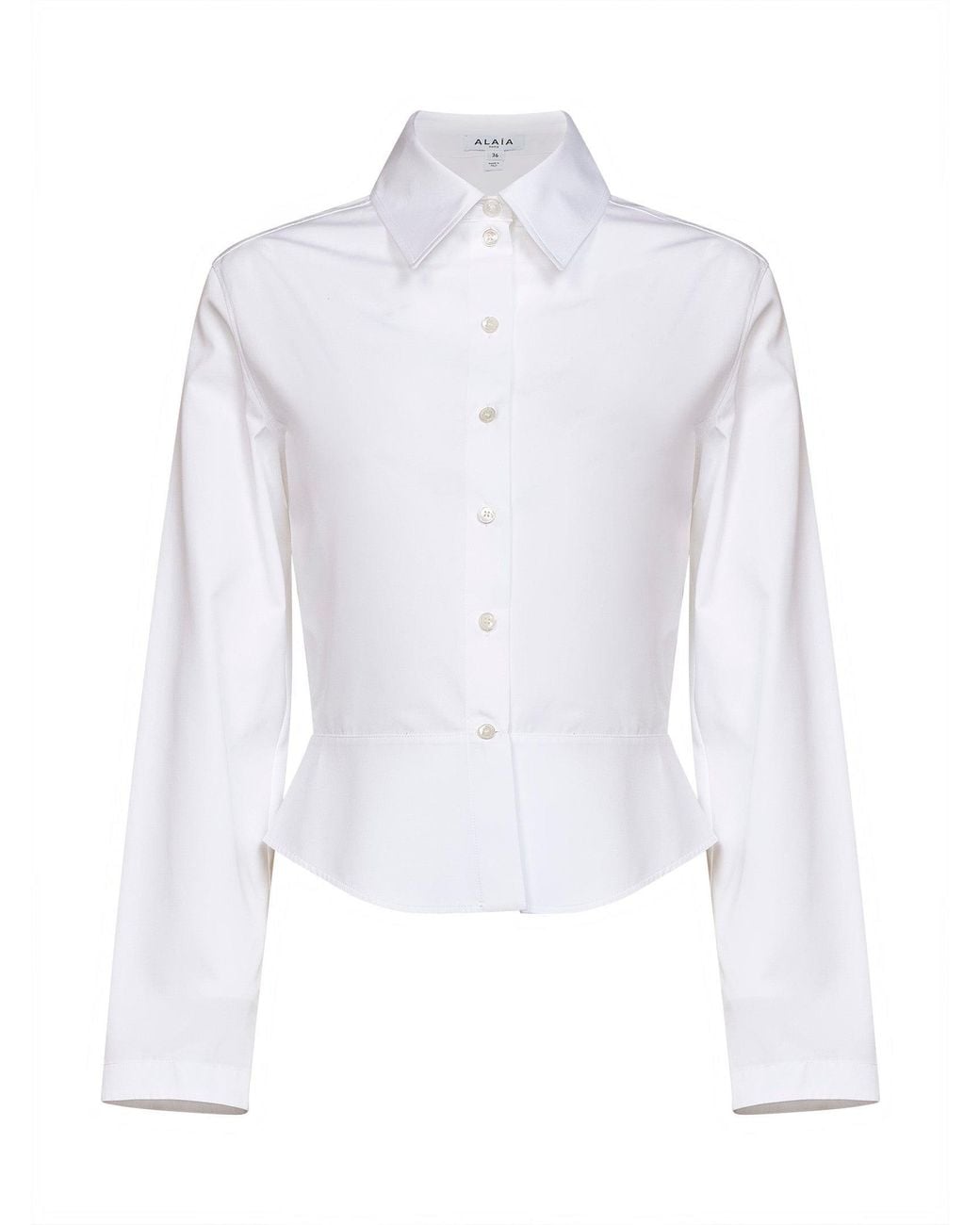 Alaïa White Cotton Poplin Peplum Shirt