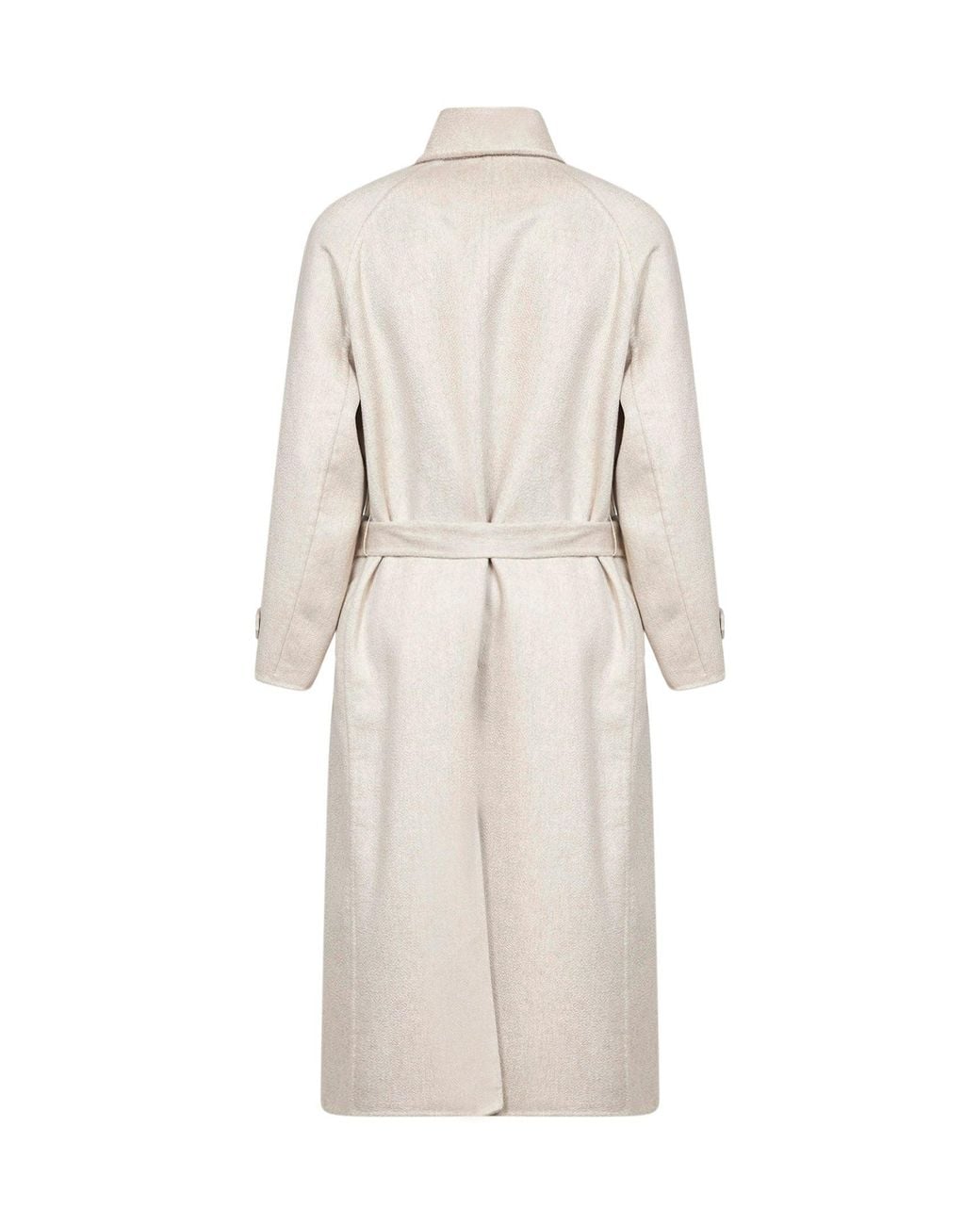 Brunello Cucinelli White Ivory Double-Breasted Cashmere Coat