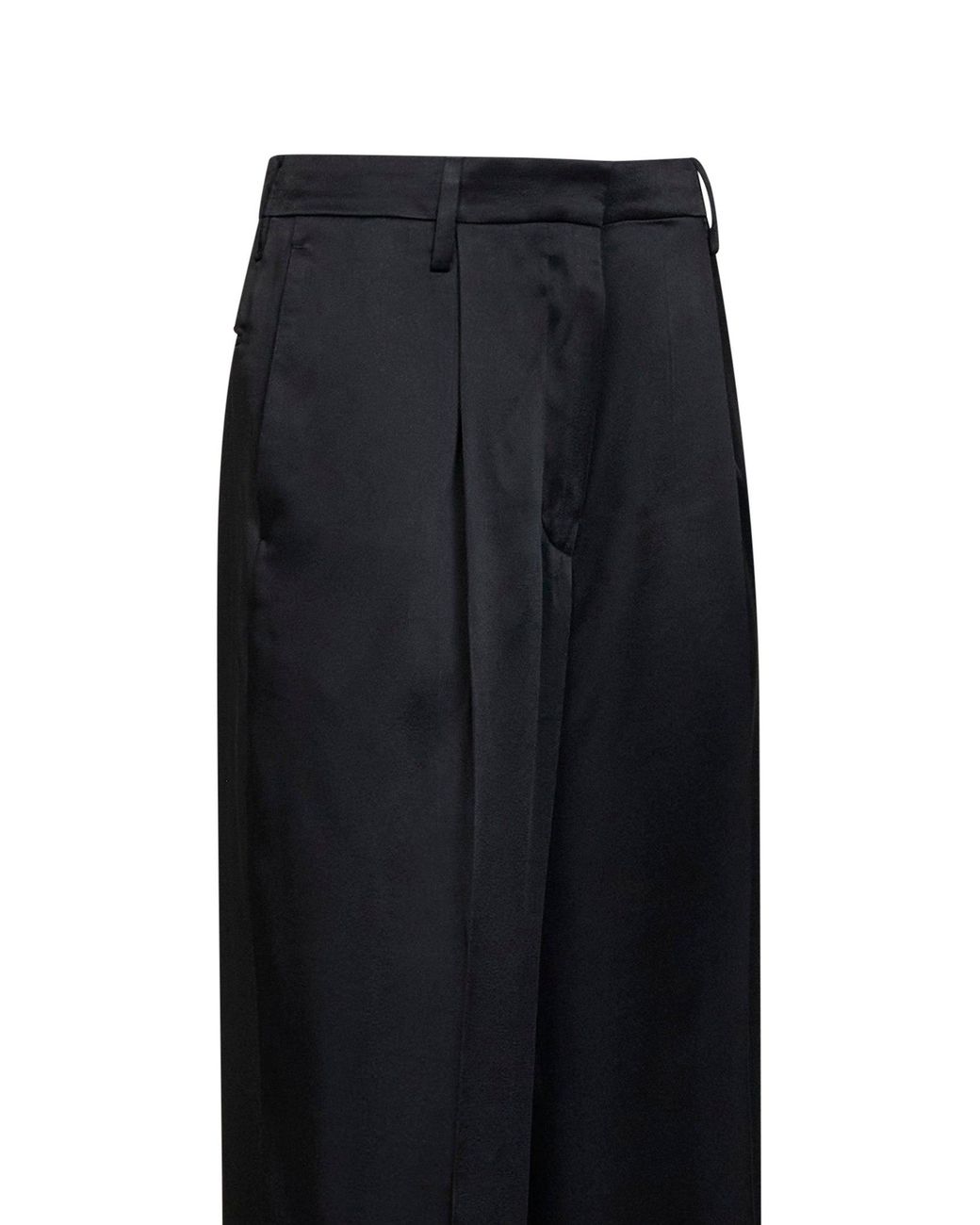 Dries Van Noten Black Fluid Crepe Satin Portias Straight-Leg Trousers