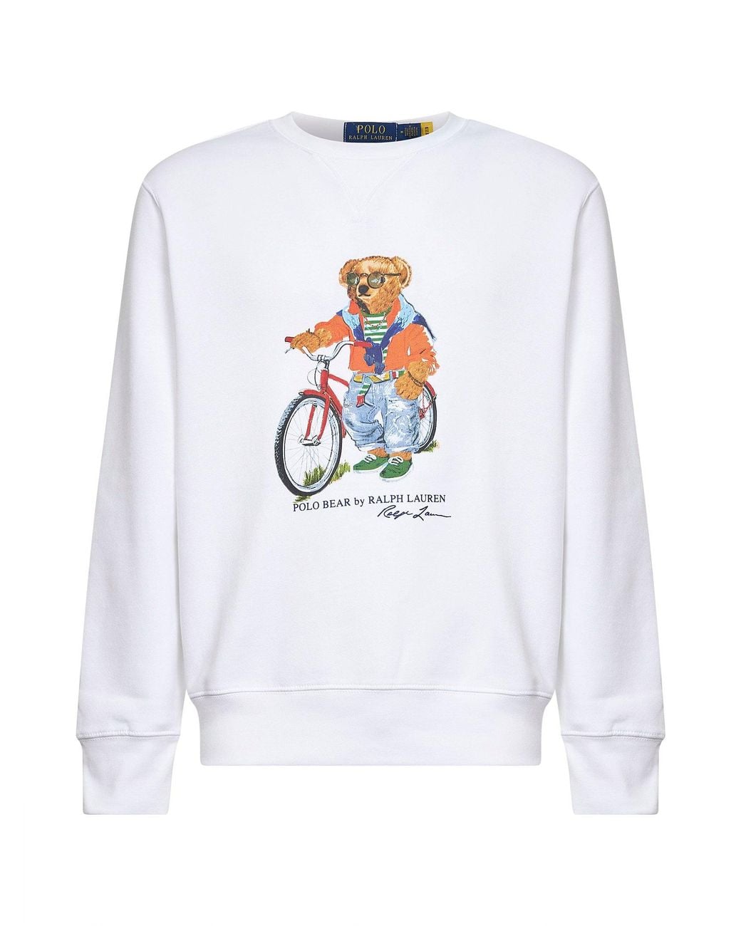 Polo Ralph Lauren White Cotton Polo Bear Crewneck Sweatshirt for men