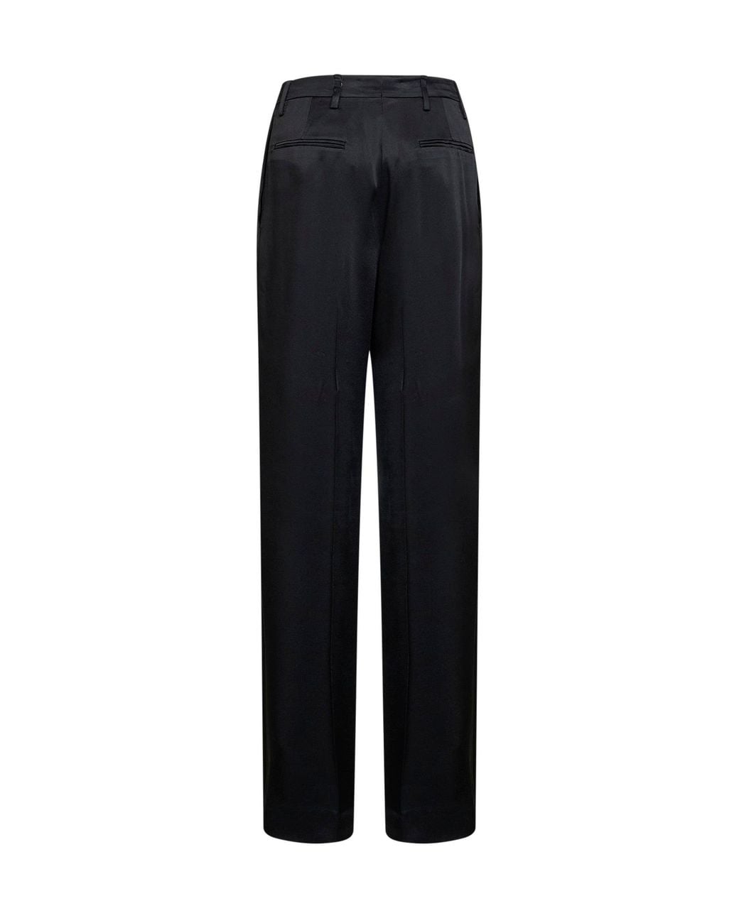 Dries Van Noten Black Fluid Crepe Satin Portias Straight-Leg Trousers