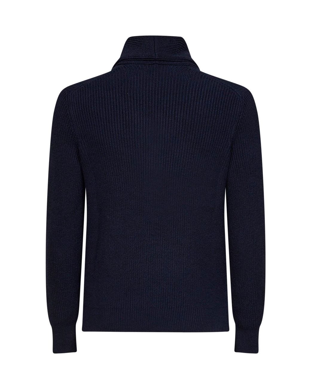 Brunello Cucinelli Blue Cardigan Shawl-Collar for men