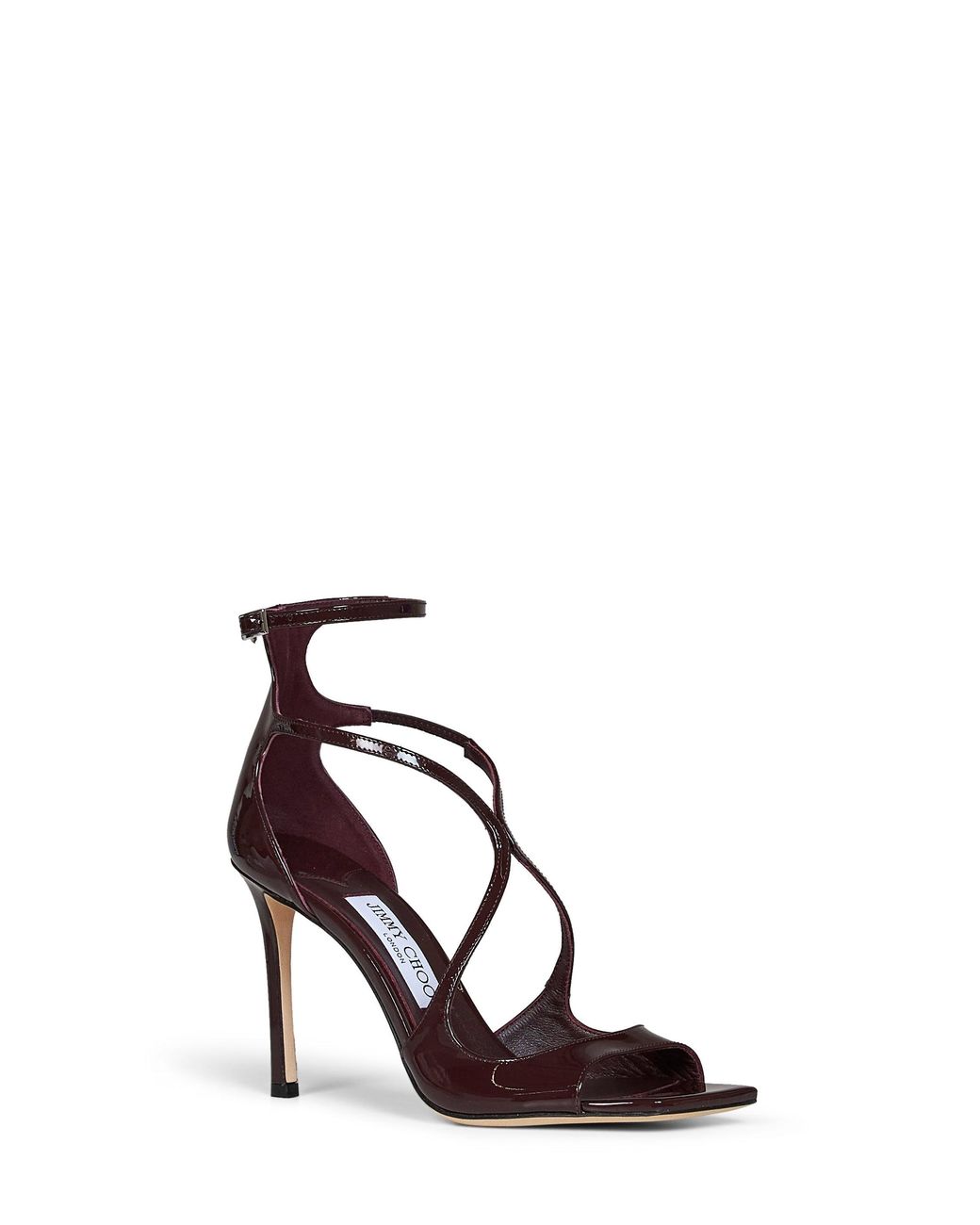 Jimmy Choo White Deep Merlot Patent Leather Azia 95 Sandals