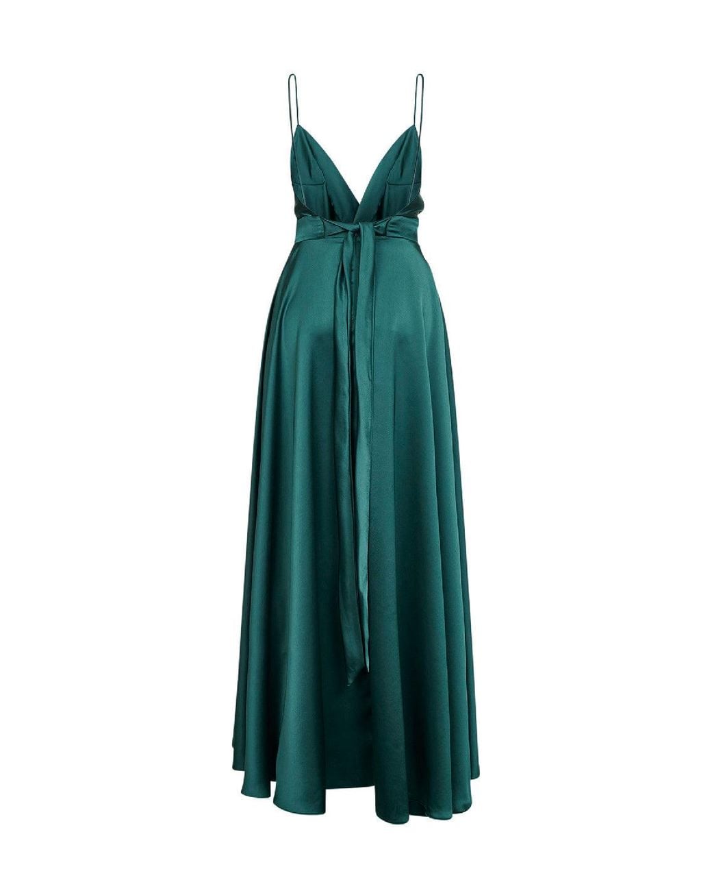 Blanca Vita Green Malachite Satin Aldi Long Dress