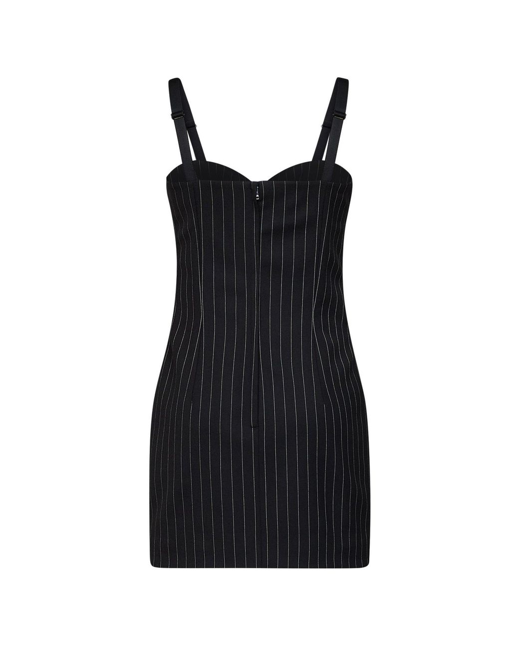 Dolce & Gabbana Black Dolce & Gabbana Stretch Pinstriped Wool Bustier Mini Dress