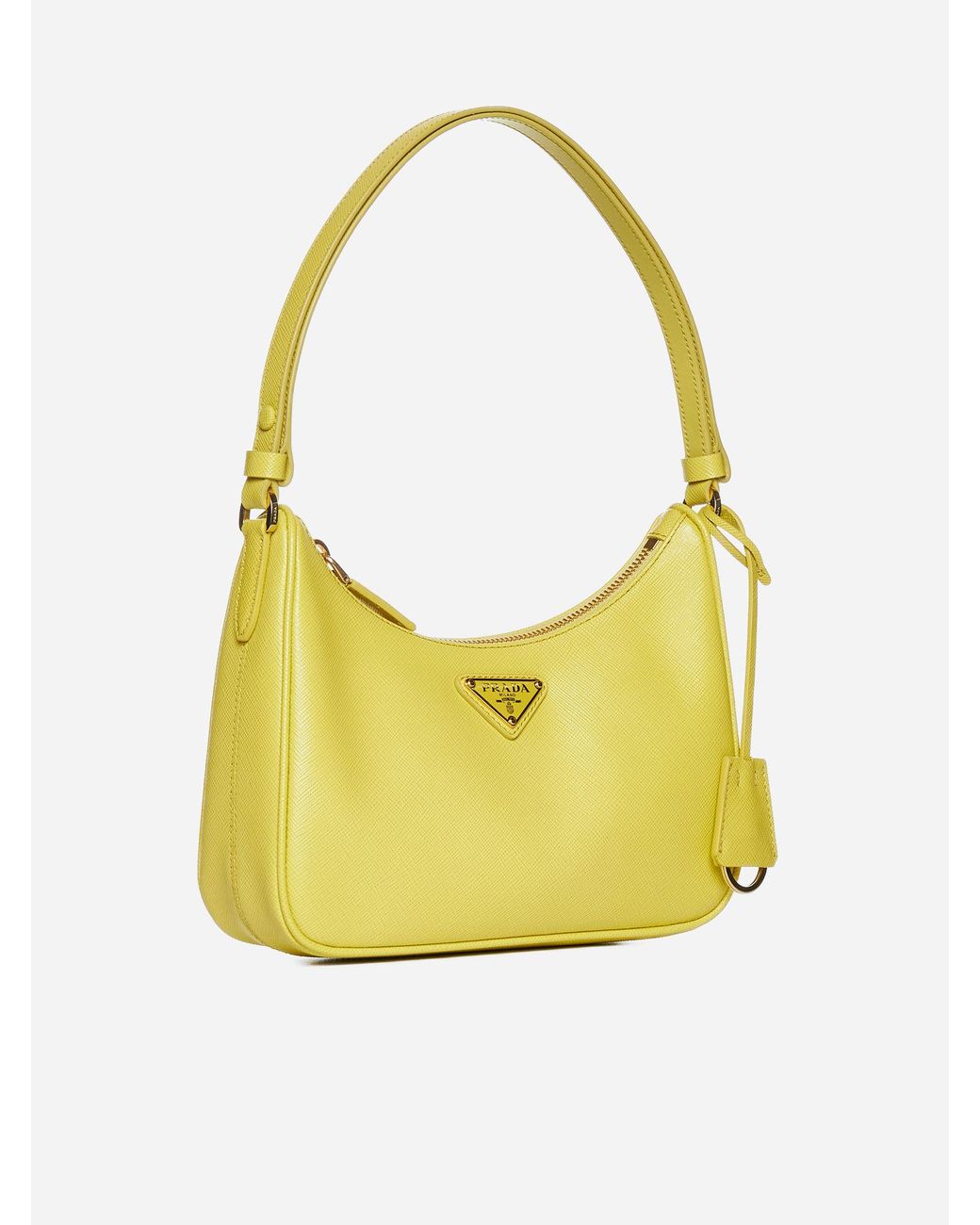 Prada Mini Hobo Bag Yellow Nylon Shoulder Bag