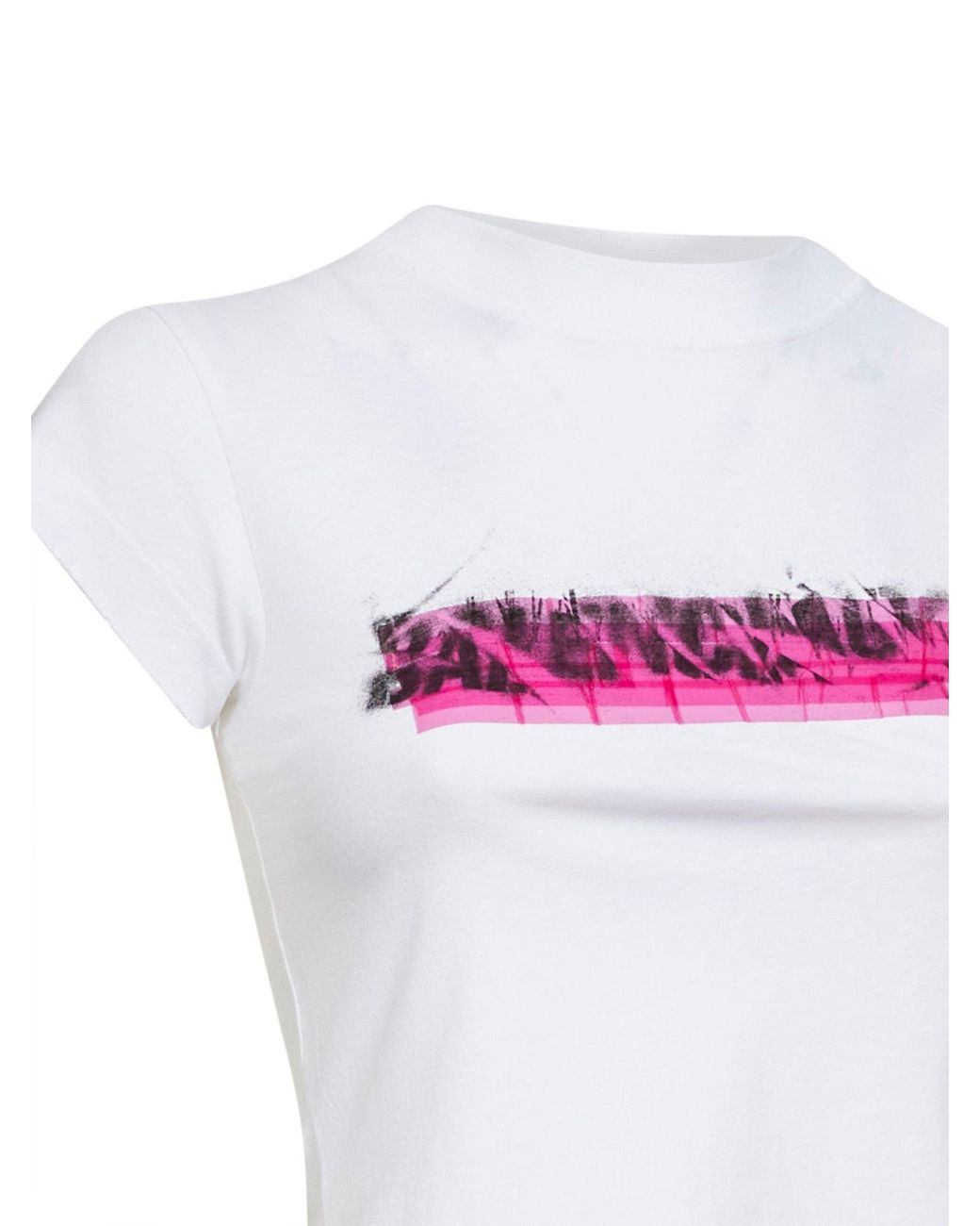 Balenciaga White Messy Spray Chopped Back T-Shirt