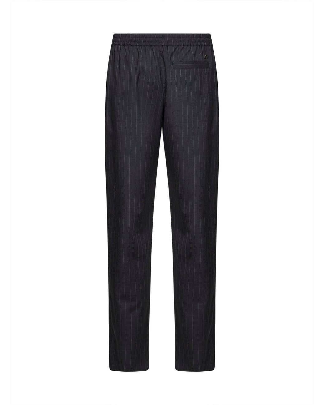 Burberry Blue Iron Pinstriped Wool Track Trousers for men