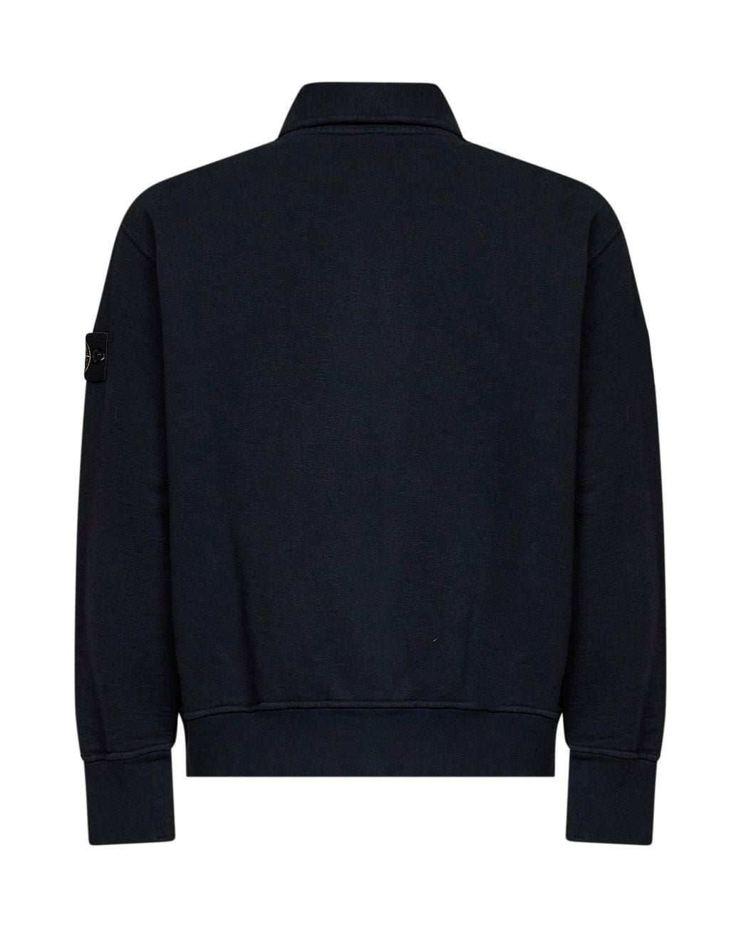 Stone Island Blue Tubular Cotton Oversized Polo-Style Sweatshirt for men