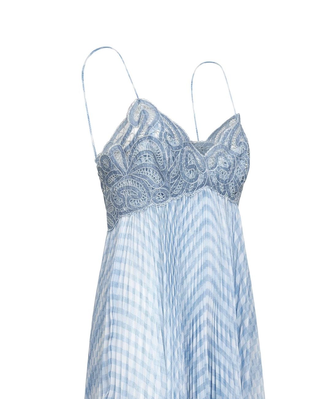 Ermanno Scervino Blue Light Rebrodé Lace And Gingham Georgette Midi Dress for men