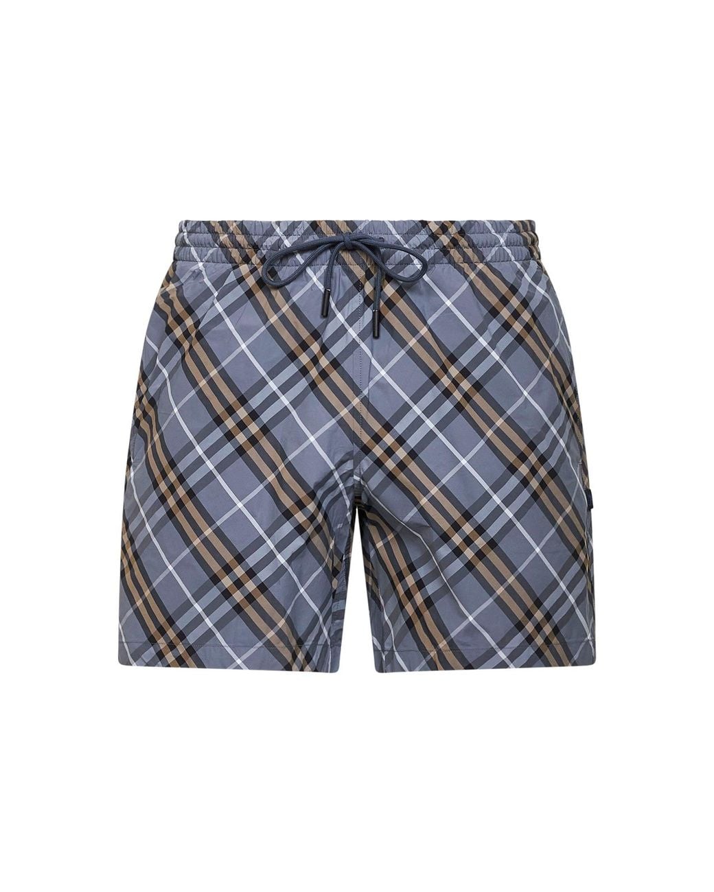 Burberry Blue Wave Check Nylon Check Swim Shorts for men
