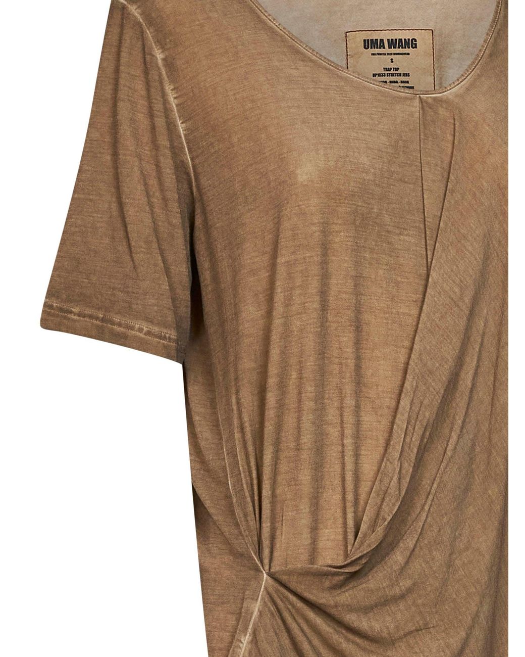 Uma Wang Brown Tan Stretch Jersey Draped Trap Top