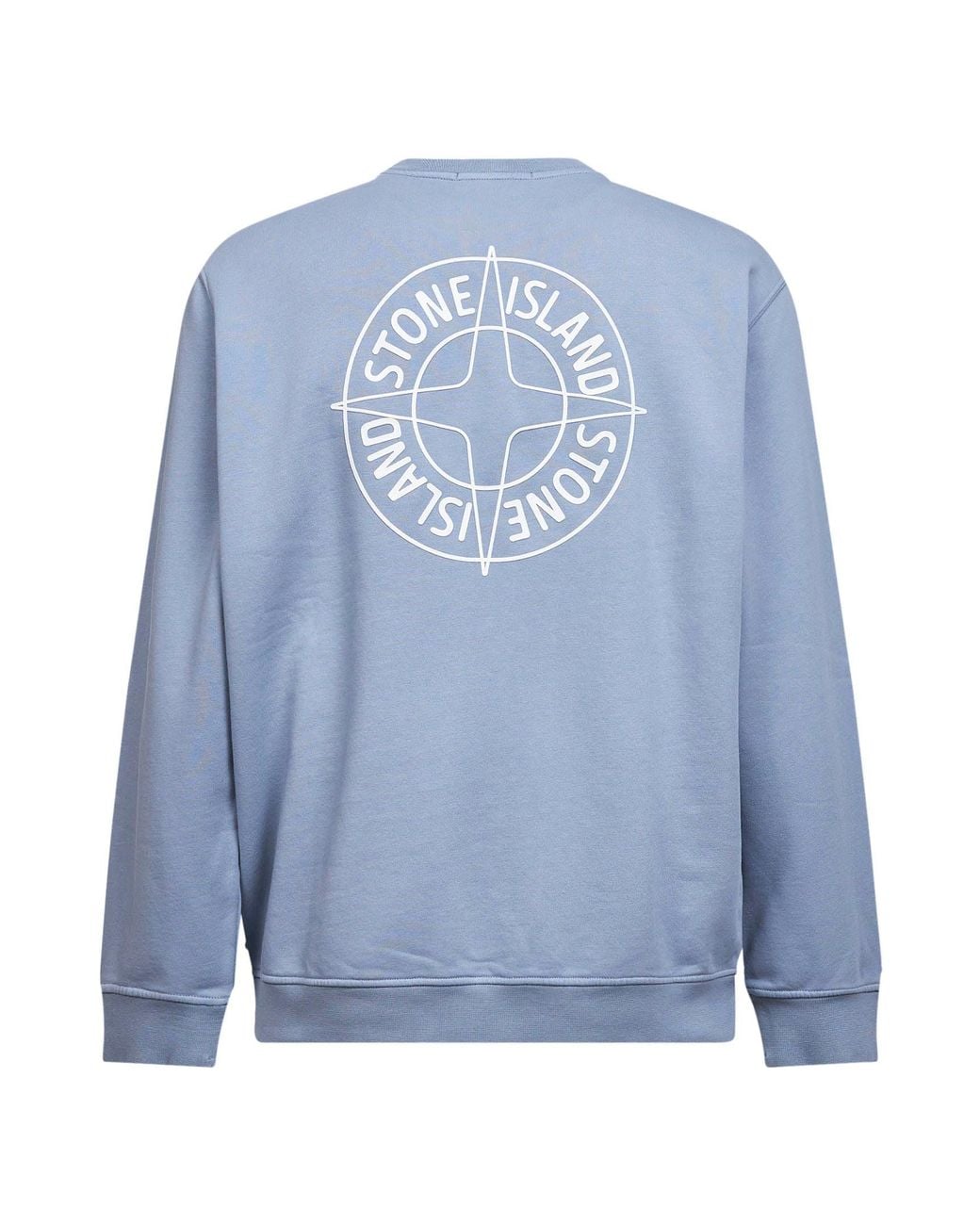 Stone Island Blue Avio Cotton "Outline Compass" Printed Sweatshirt for men
