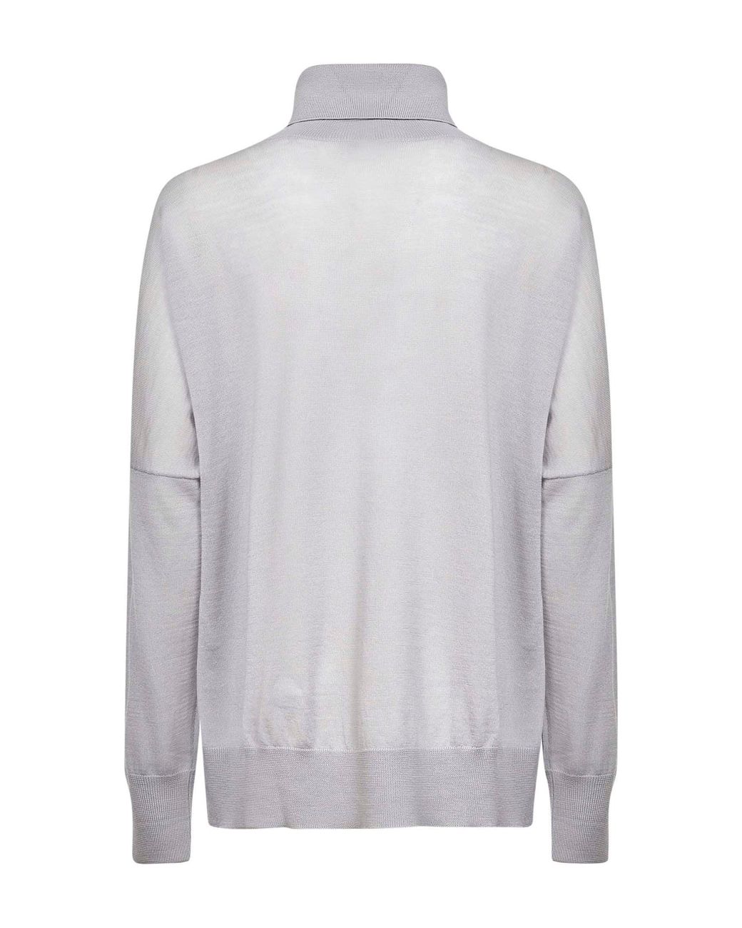 Blanca Vita White Virgin Wool Knit Oversized Turtleneck Sweater
