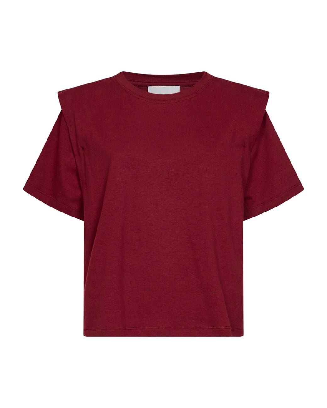Isabel Marant Red Dark Burgundy Cotton Jersey Zelitos T-Shirt With Shoulder Pads