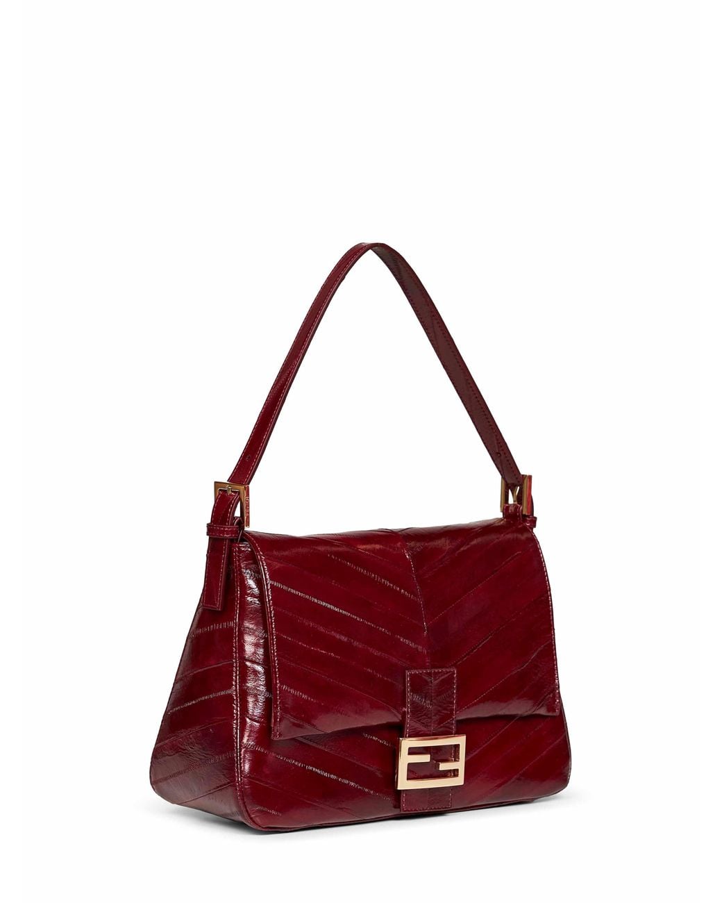 Fendi Red Burgundy Flap 26325 Shoulder Bag
