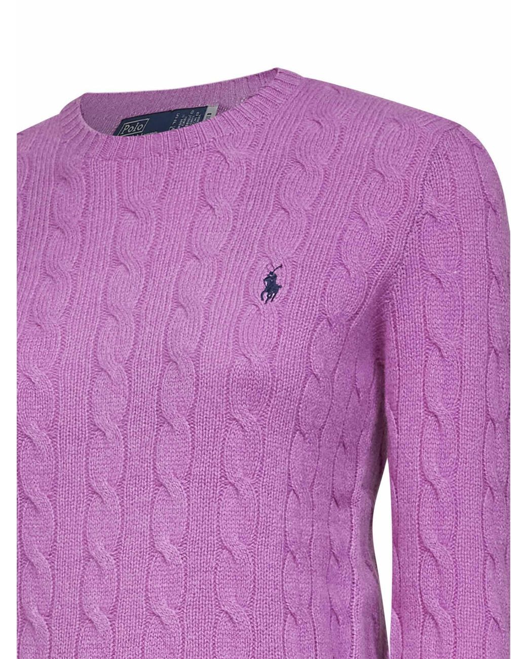 Polo Ralph Lauren Purple Thistle Cable-Knit Wool And Cashmere Sweater