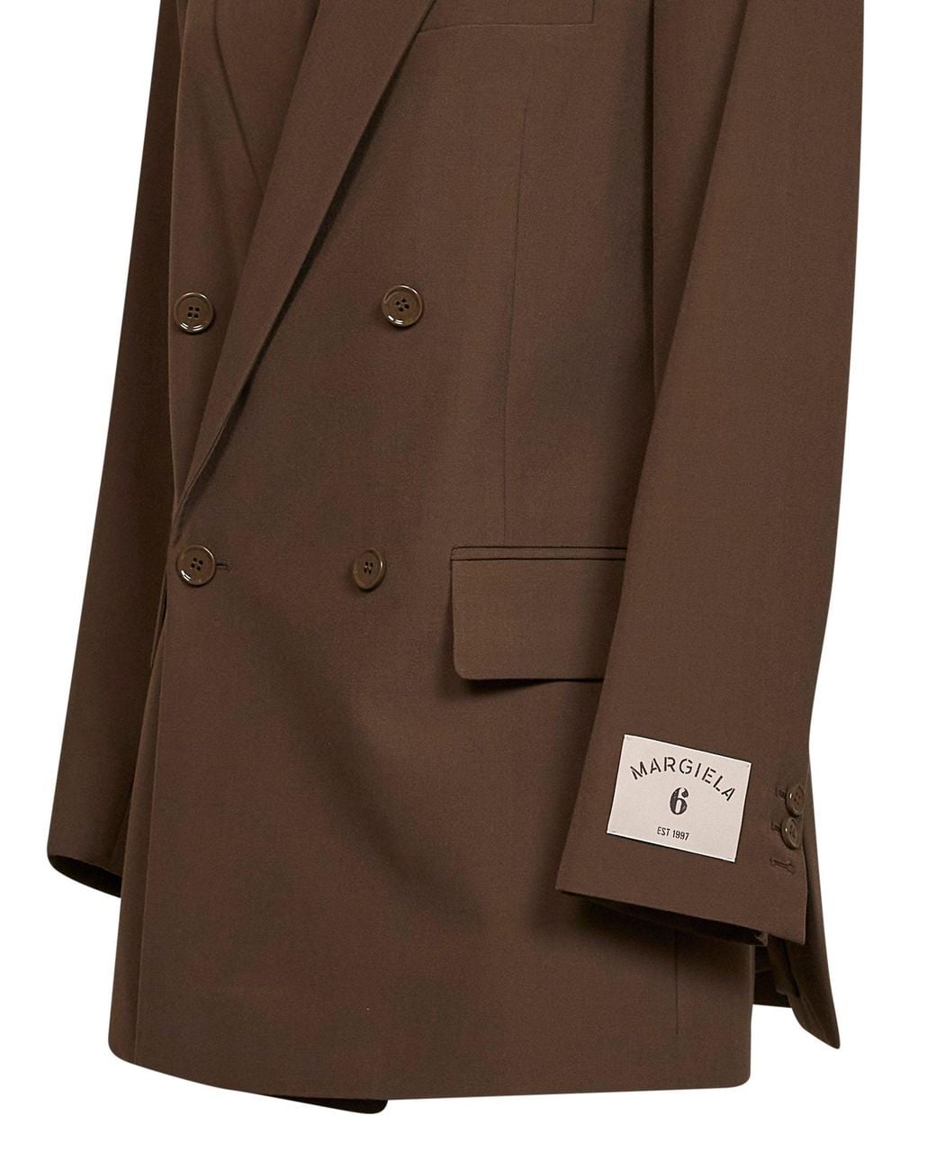 MM6 by Maison Margiela Brown Camel Wool Blend Double-Breasted Blazer