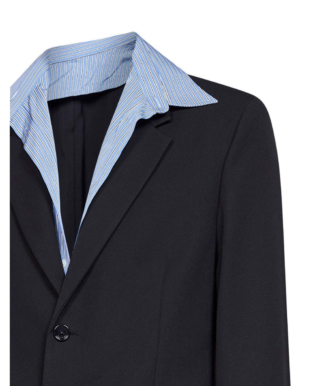 Balenciaga Blue Dark Wool Twill Hybrid Shirt Jacket for men