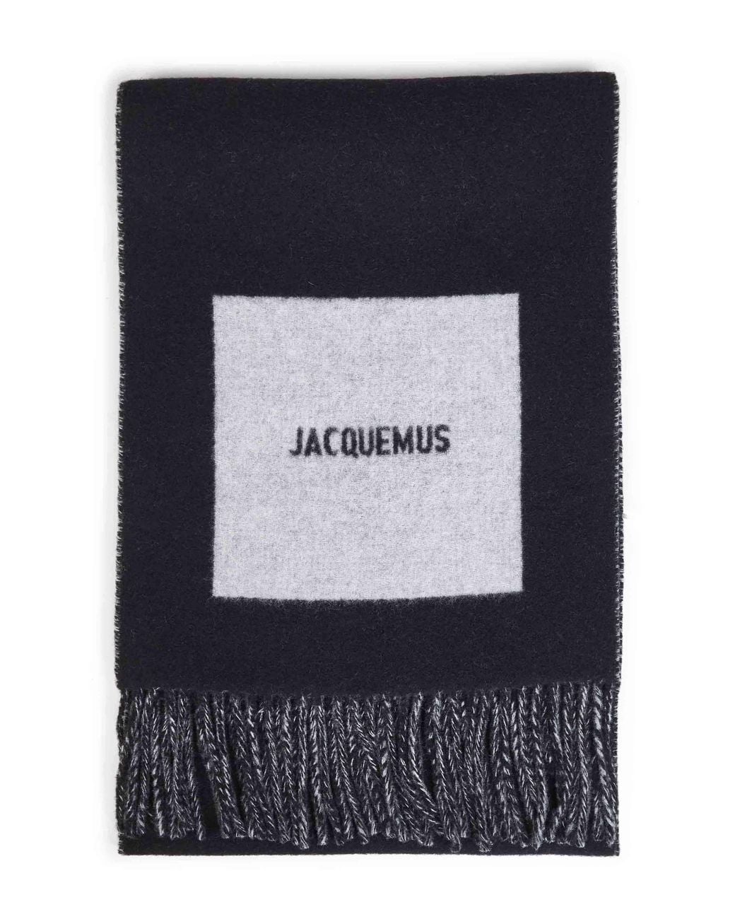 Jacquemus Blue Wool The Rond Carré Jacquard Logo Scarf for men