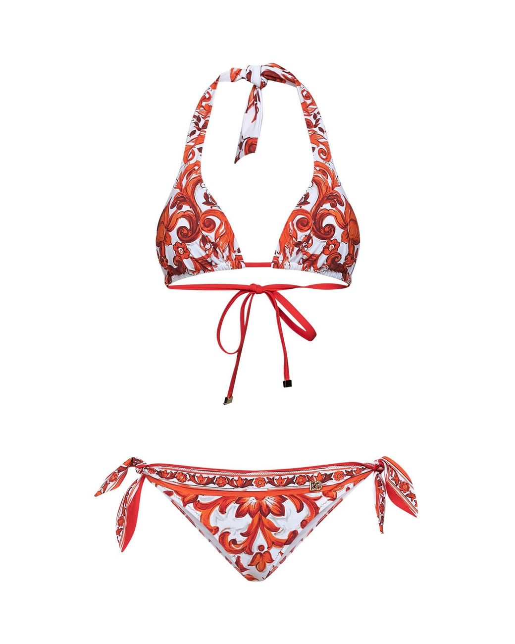 Dolce & Gabbana Red Bikini Maiolica-Print