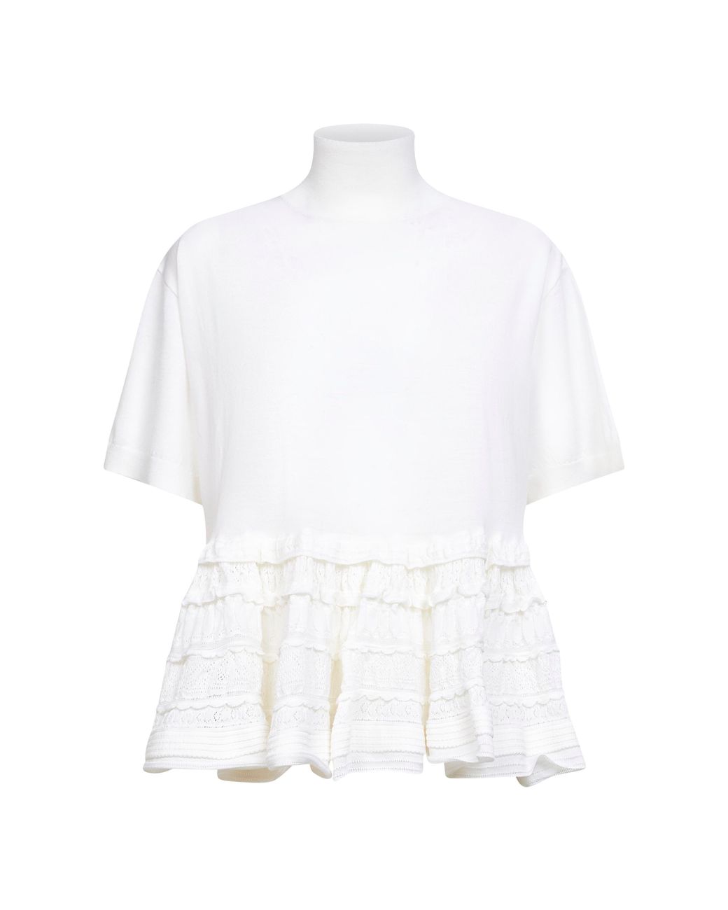 Alaïa White Virgin Wool Knit Crinoline Top