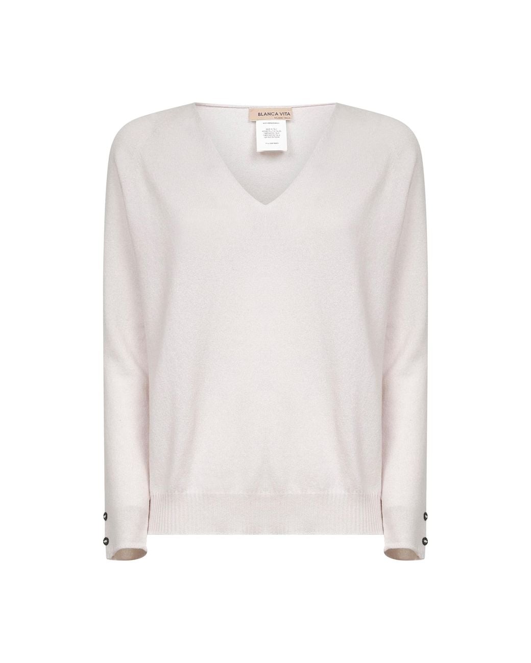 Blanca Vita White Knit V-Neck Sweater