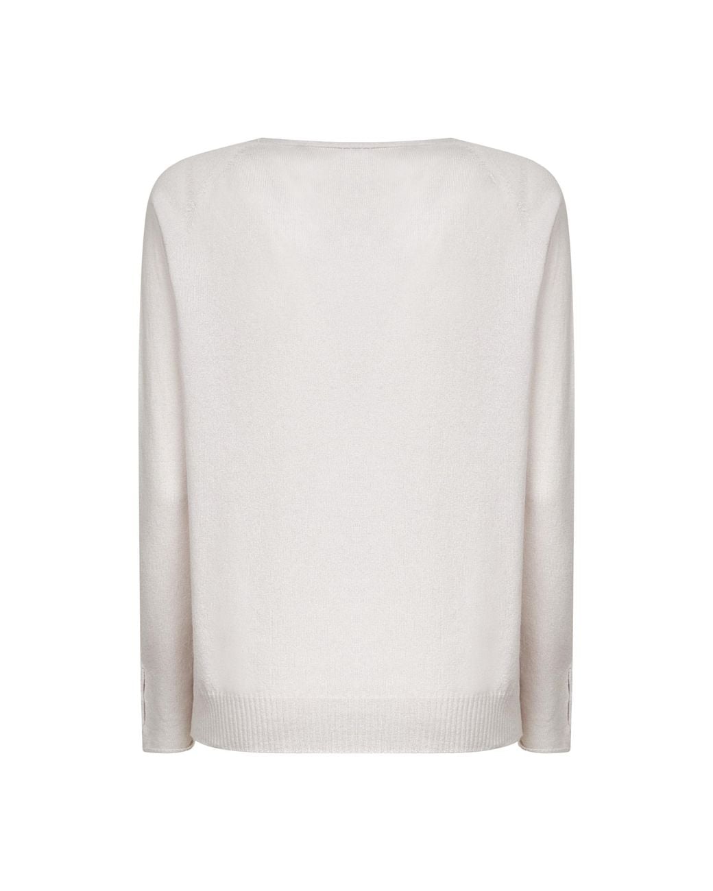 Blanca Vita White Knit V-Neck Sweater