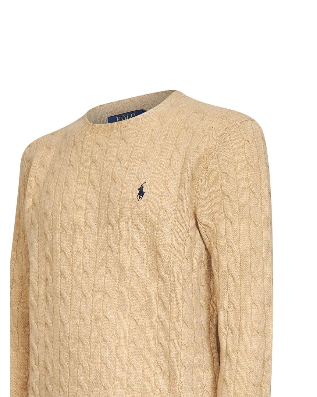 Polo Ralph Lauren Natural Camel Melange Cable-Knit Wool And Cashmere Sweater for men