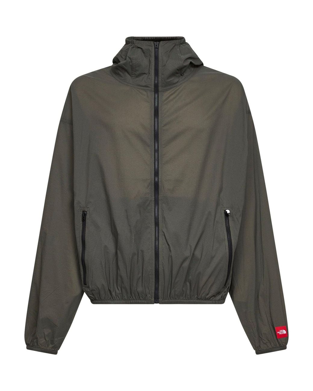 The North Face Gray New Taupe Box Packable Hooded Wind Jacket for men